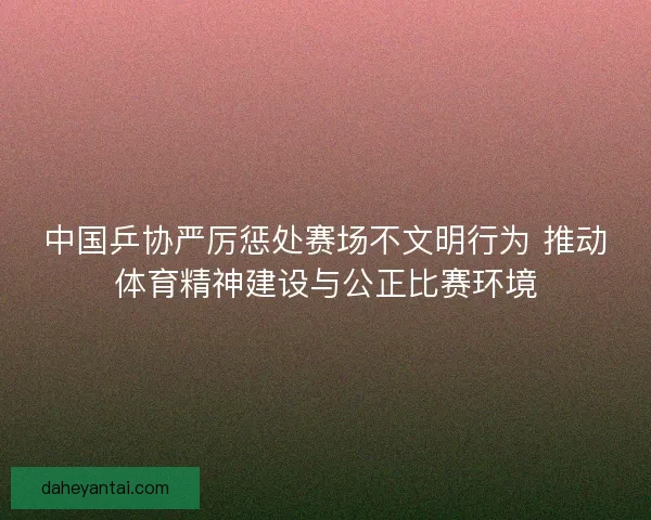 中国乒协严厉惩处赛场不文明行为 推动体育精神建设与公正比赛环境 中国乒协严厉惩处赛场不文明行为 推动体育精神建设与公正比赛环境