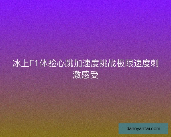 冰上F1体验心跳加速度挑战极限速度刺激感受 冰上F1体验心跳加速度挑战极限速度刺激感受
